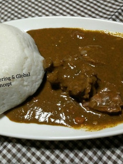 A picture of Swallow(tuwon masara)with boabab soup(miyan kuka).