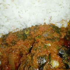 A picture of Efirin(scent leaf) sauce.