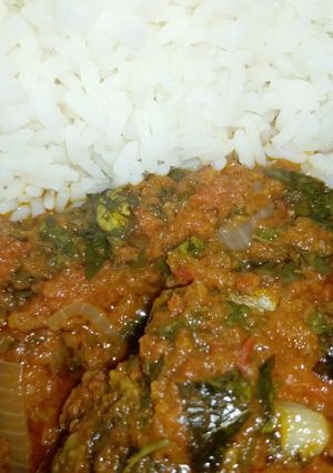 A picture of Efirin(scent leaf) sauce.