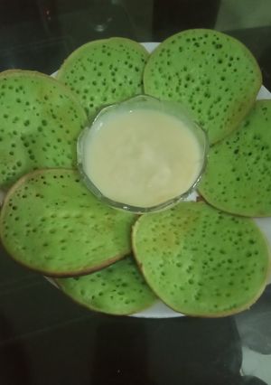 Foto resep Serabi Pandan Saus Durian (Serabi Teflon)
