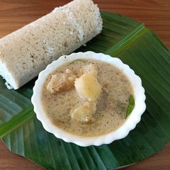 Wheat flour puttu with potato stew A picture of Wheat flour puttu with potato stew.
