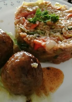 Una foto de Bolas de pollo en salsa agridulce