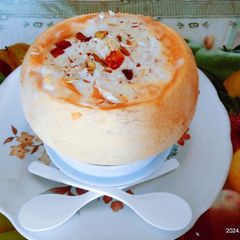 Healthy tasty musk melon dry fruit milk shake A picture of Healthy tasty musk melon dry fruit milk shake.