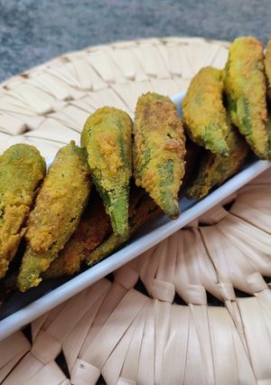 Una foto de Okra frita - Kurkuri Bhindi