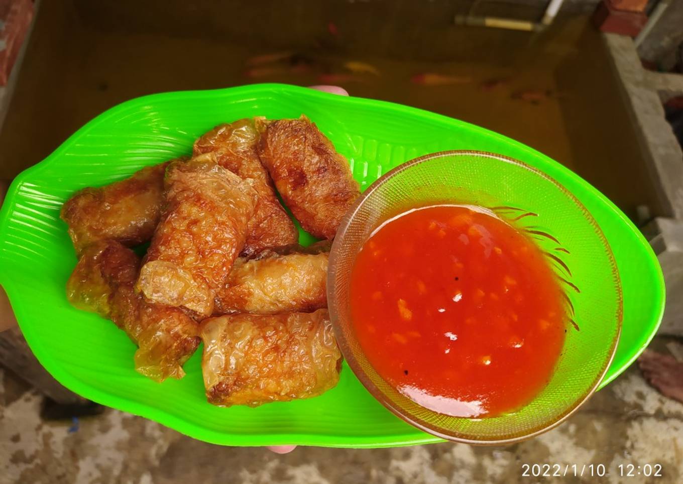 Lumpia ayam udang ala kob*r mie set*n