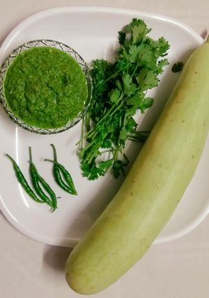 A picture of Healthy Bottle gourd peel and coriander chutney.