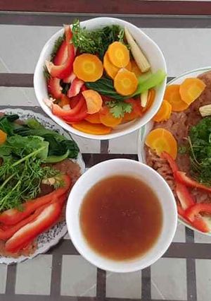A picture of Pan-Fried Brown Rice Noodle Phở (Vegetarian).