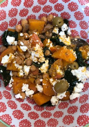A picture of Squash and chickpea stew - vegetarian.