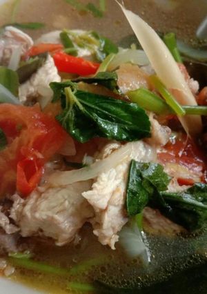 รูปของ ต้มไก่ใส่ใบกะเพรา