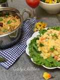 Chinese fried rice with Russian salad