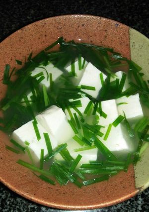 Hình của món Canh hẹ đậu hũ.