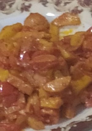 عکسی از دستور سیب زمینی با سوسیس😋🍟