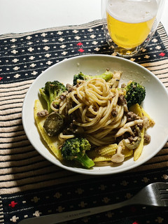 辣炒牛絞肉蔬菜義大利麵 的食譜成品照片