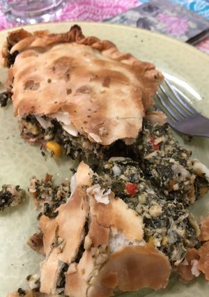 Una foto de Tarta de pollo, acelga y choclo