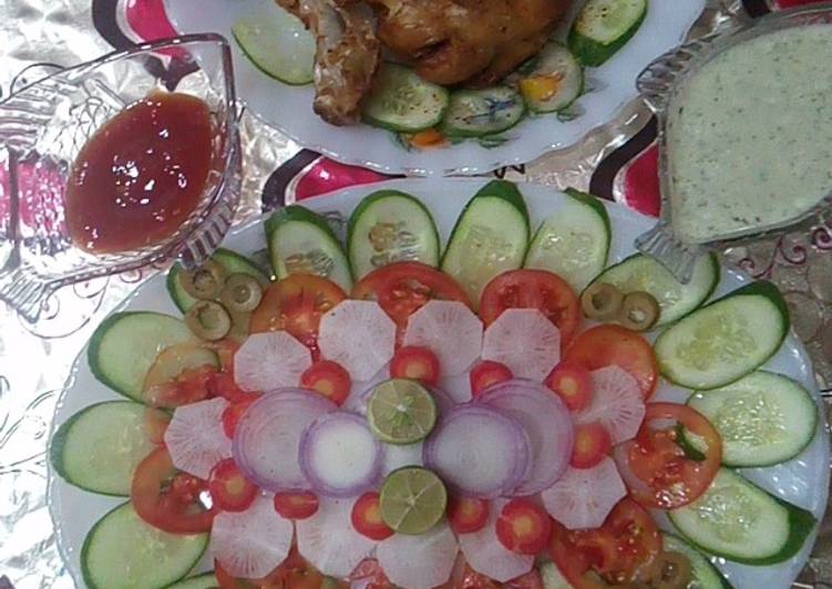 Recipe of Ultimate SpiCy chkN LeG with healtHy Salad🥗