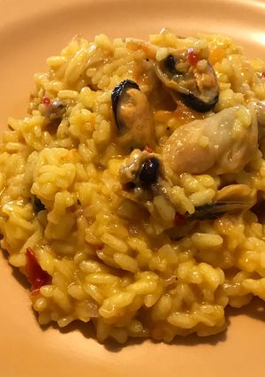 Una foto de Risotto de mariscos