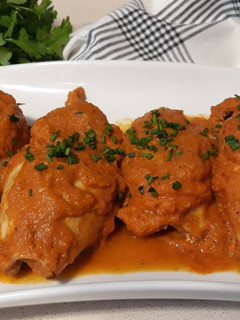 Una foto de Calamares rellenos de gambas