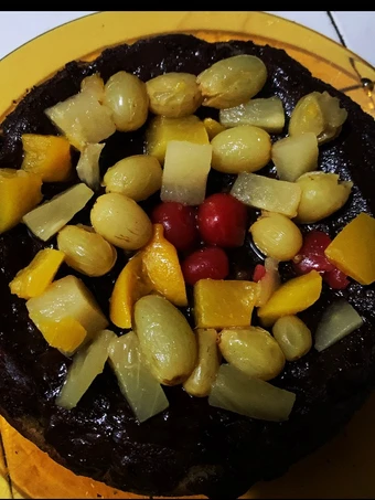 Easy Steps Prepare Recipes Banana Chocolate Cake w/ Fruit Toppings the Delicious Perfect.