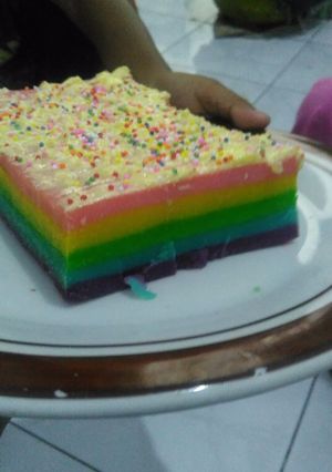 Foto resep Rainbow cake kukus putlor 😄