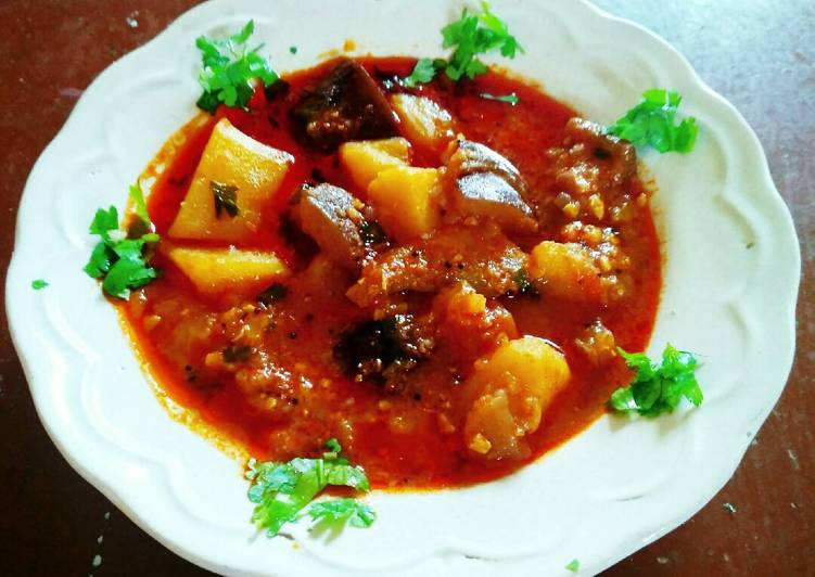 Simple Way to Make Perfect Brinjal potatoes and tomato sabji(no onion no garlic)