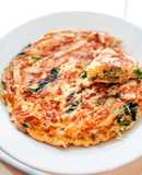 Spanish omelet with spinach and cheese