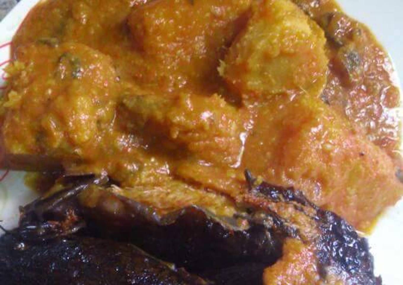 Yam porriage with smoked fish