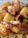 Salteado de calabaza blanca con arroz de cebolla...🤨🍚🌰🥕🥒🍙🌰