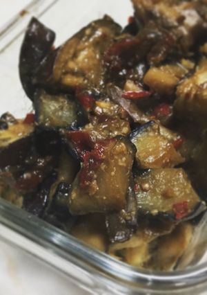 A picture of Eggplant mushroom miso sauté.