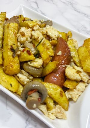 A picture of Scrambled French Fries.