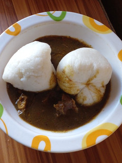 A picture of Rice swallow with kuka soup #tel.