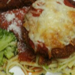 Chicken Parmesan with Broccoli and Linguine Easy A picture of Chicken Parmesan with Broccoli and Linguine Easy.