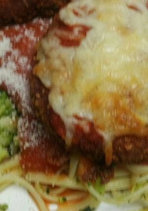 A picture of Chicken Parmesan with Broccoli and Linguine Easy.