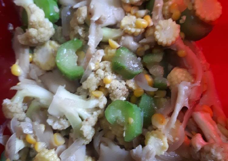 Resep Capcay baby corn,jamur tiram, oyong,dan kembang kol Lezat