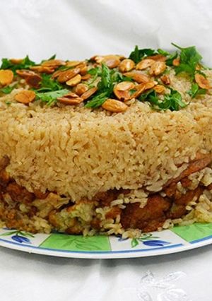 صورة لوصفة طريقة عمل المقلوبه بالدجاج