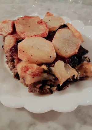 صورة لوصفة طاجين بطاطا بالباذنجان 🤪👌