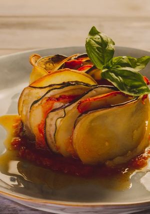 Una foto de Ratatouille (aunque su nombre real es confit byaldi)