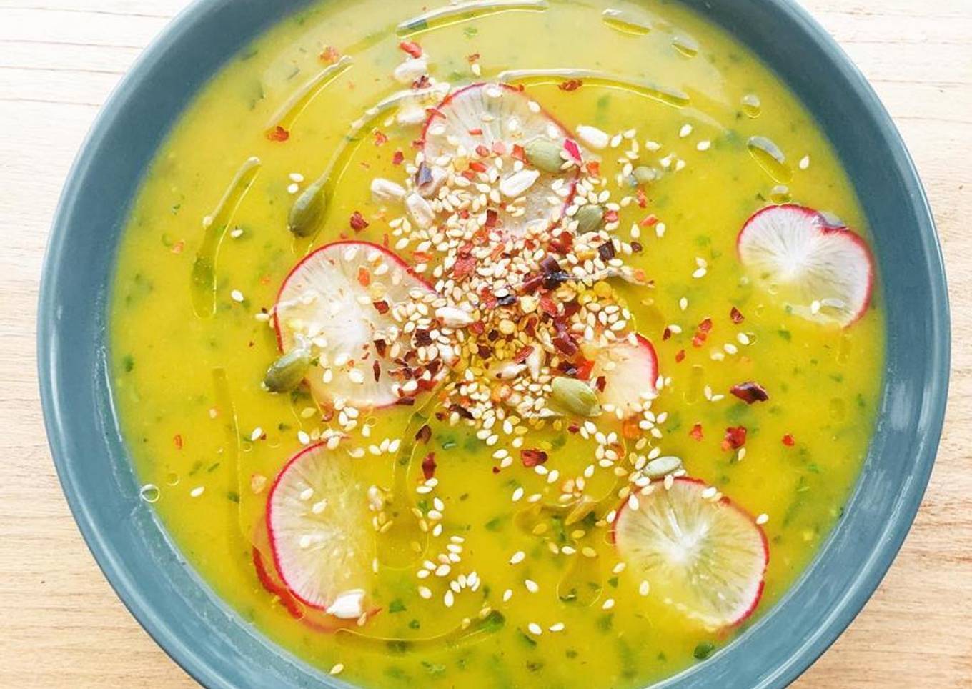 Summer Marrow Soup with Chilli, Lime, Mint and Garlic