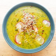 Summer Marrow Soup with Chilli, Lime, Mint and Garlic A picture of Summer Marrow Soup with Chilli, Lime, Mint and Garlic.