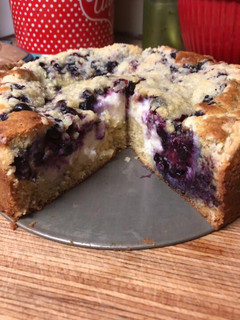 A picture of Blueberry cheese coffee cake.
