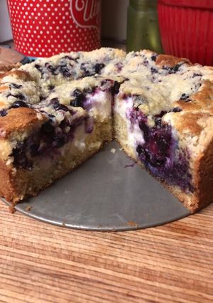 A picture of Blueberry cheese coffee cake.