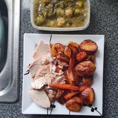 A picture of Turkey crown Roast Dinner.