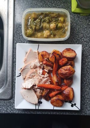A picture of Turkey crown Roast Dinner.