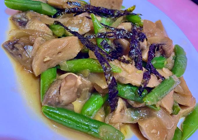 Tumis Buncis dengan Jamur dan Bakso
