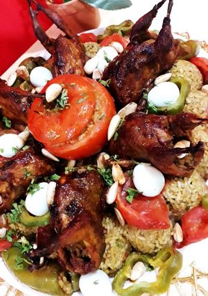 صورة لوصفة طبق السمان بالأرز