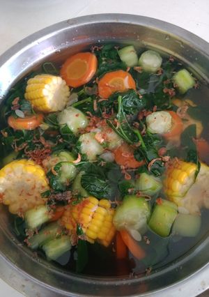 Foto resep Sayur bening bayam + gambas