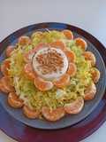 Ensalada de escarola, mandarina, queso de cabra y almendras