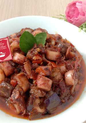 Foto resep Cumi Asin Terong Tumis Sambal Tomat