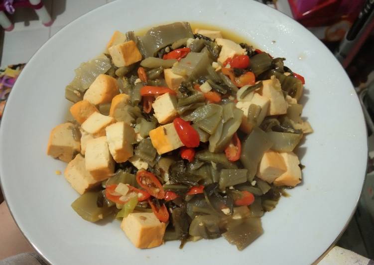 Resep sayur asin tahu oseng