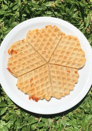 Una foto de Waffles de queso