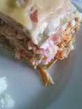 Lasaña de pollo Jamón y queso con masa casera de espinaca